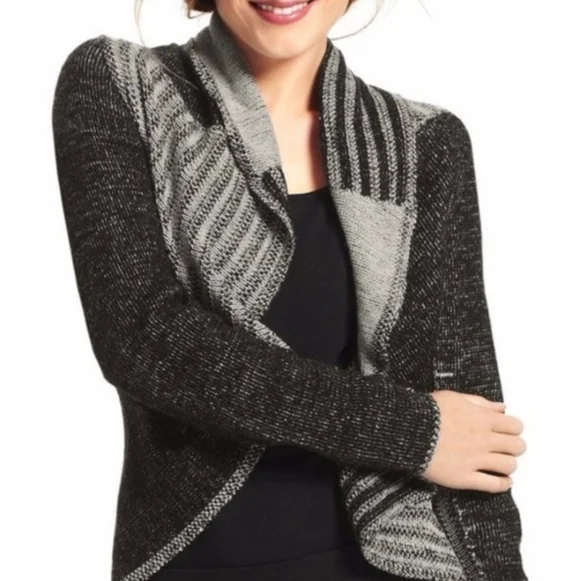 CAbi Black and Gray Open Front Cardigan - Picture 10 of 10